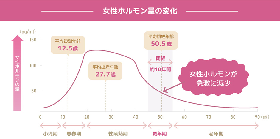 女性ホルモンの分泌量の変化_参考画像